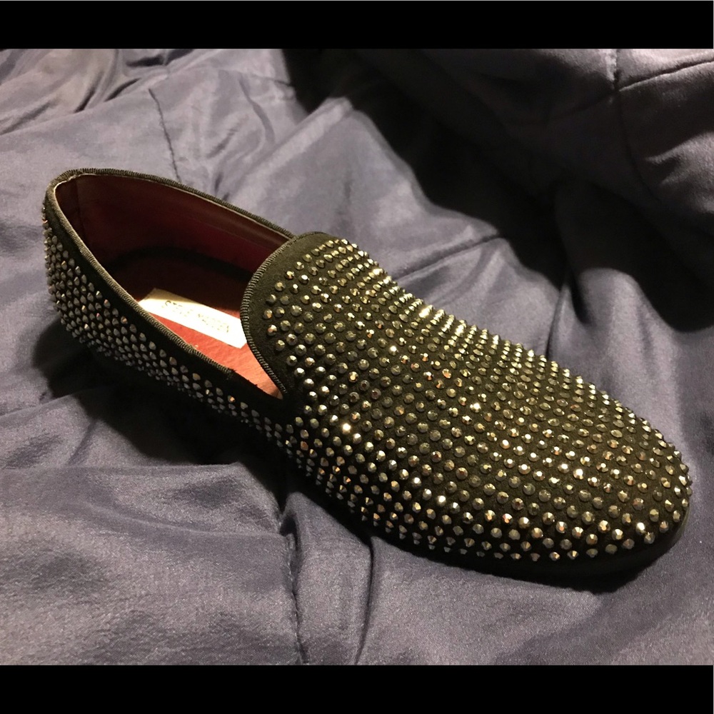 Steve Madden Rhinestone Caviar Smoking Slippers